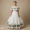 Off White Traditional Mexican Embroidered Agave Dress – Handmade Special Edition.