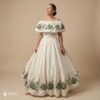 Off White Traditional Mexican Embroidered Agave Dress – Handmade Special Edition.