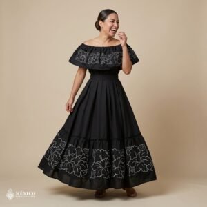 Traditional Mexican Embroidered Alcatraz Dress – Handmade Special Edition.