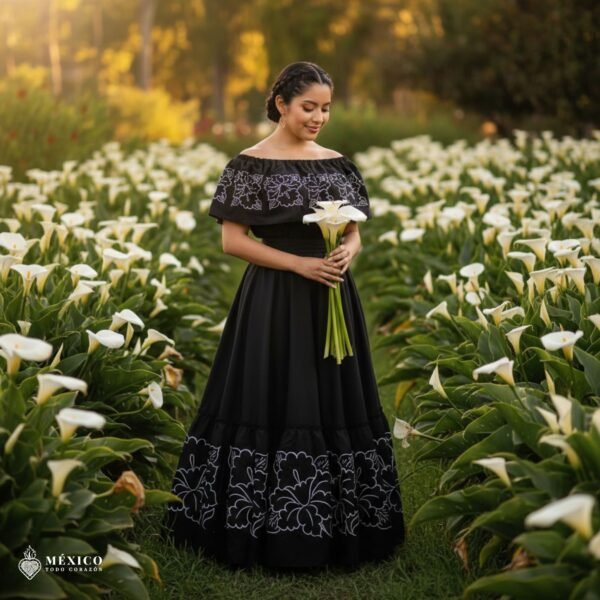 Traditional Mexican Embroidered Alcatraz Dress – Handmade Special Edition.
