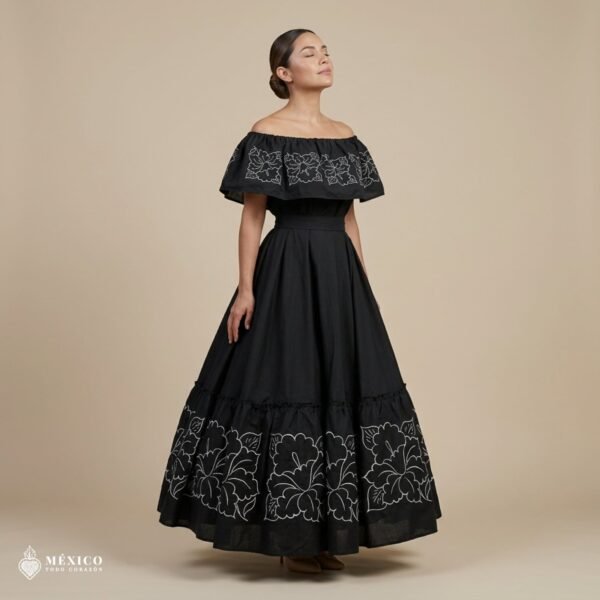 Traditional Mexican Embroidered Alcatraz Dress – Handmade Special Edition.