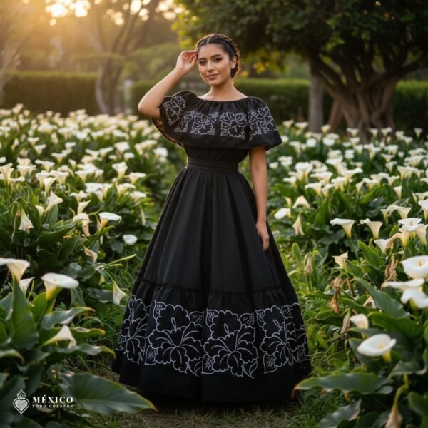 Traditional Mexican Embroidered Alcatraz Dress – Handmade Special Edition.