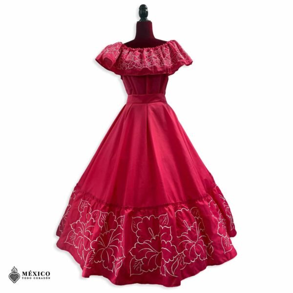 Pink Traditional Mexican Embroidered Alcatraz Dress – Handmade Special Edition.