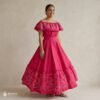 Pink Traditional Mexican Embroidered Alcatraz Dress – Handmade Special Edition.