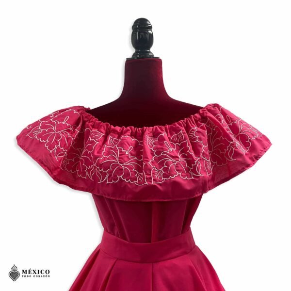 Pink Traditional Mexican Embroidered Alcatraz Dress – Handmade Special Edition.