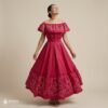 Pink Traditional Mexican Embroidered Alcatraz Dress – Handmade Special Edition.