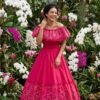 Pink Traditional Mexican Embroidered Alcatraz Dress – Handmade Special Edition.
