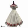 Off White Traditional Mexican Embroidered Floral Dress– Handmade Special Edition