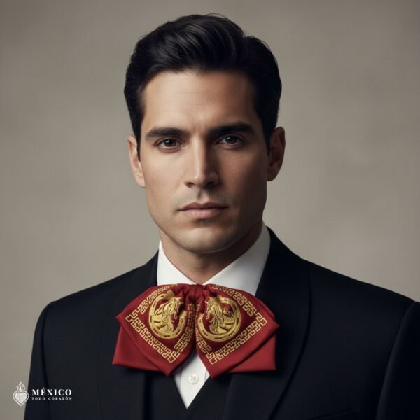Mexican Embroidered Charro Moño – Traditional Satin Mariachi Bow Tie