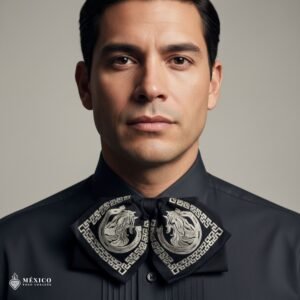 Mexican Embroidered Charro Moño – Traditional Satin Mariachi Bow Tie