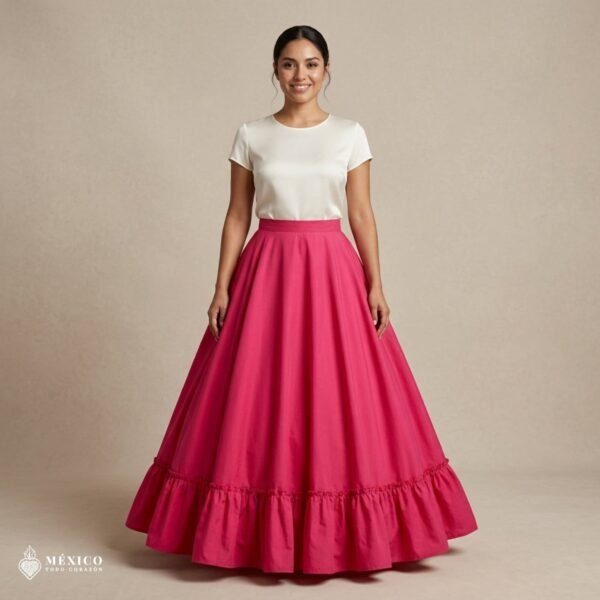 Pink Mexican Single Skirt – Adjustable Traditional Style (Length 39.0")