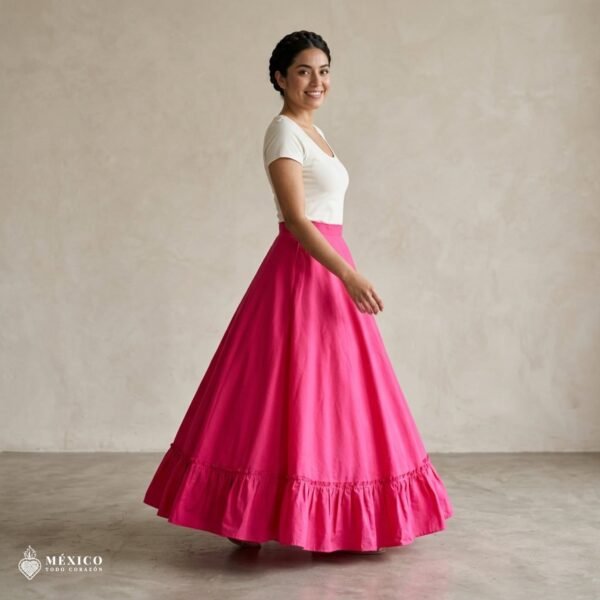 Pink Mexican Single Skirt – Adjustable Traditional Style (Length 39.0")