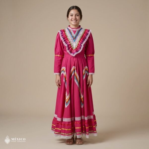 Fiusha Traditional Jalisco One-Piece Dress for Girls & Teens (Size 14)